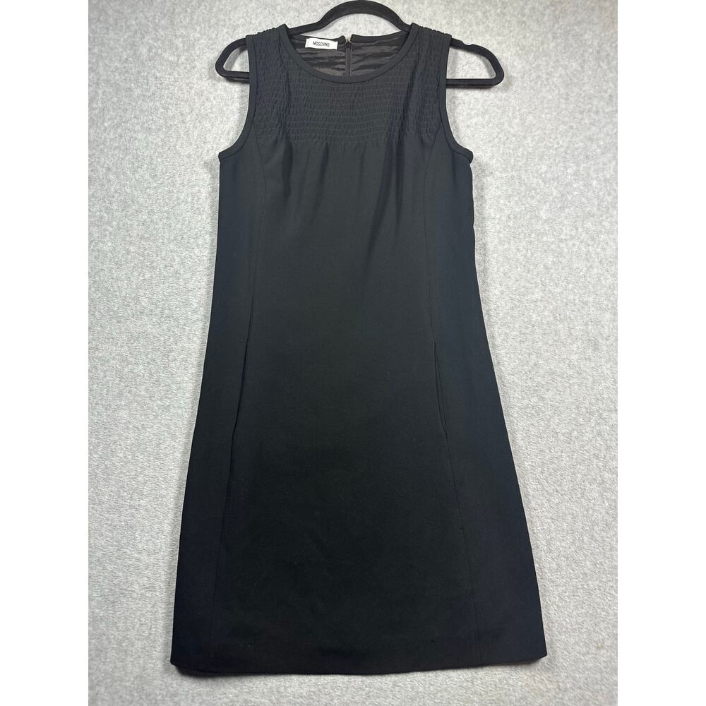 Moschino Sleeveless Sheath Dress Women's 4 Black Stretch Back Zip - Picture 2 of 8